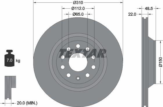 Textar 92140705 - Bremsscheibe alexcarstop-ersatzteile.com