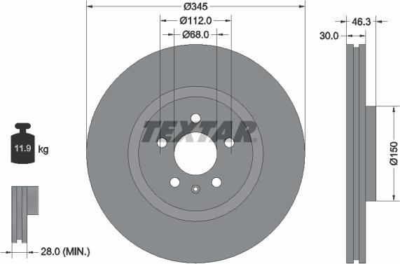 Textar 92143905 - Bremsscheibe alexcarstop-ersatzteile.com