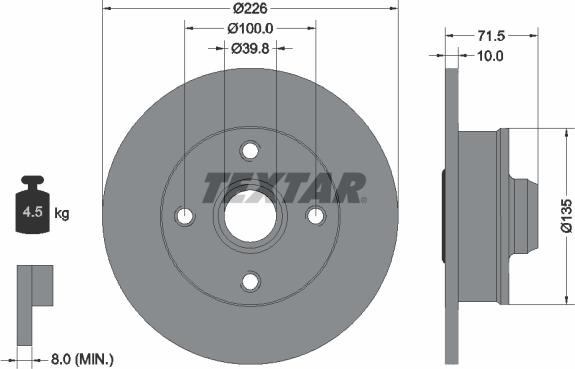 Textar 92154200 - Bremsscheibe alexcarstop-ersatzteile.com