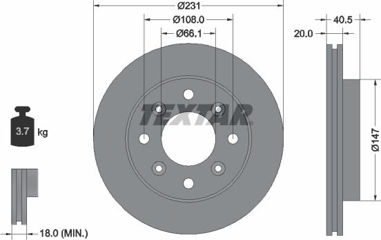 Textar 92158900 - Bremsscheibe alexcarstop-ersatzteile.com