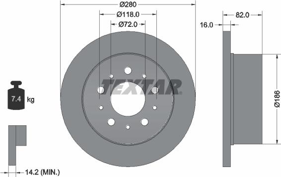 Textar 92157400 - Bremsscheibe alexcarstop-ersatzteile.com