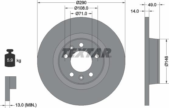 Textar 92157100 - Bremsscheibe alexcarstop-ersatzteile.com