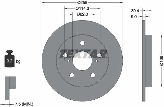 Textar 92164100 - Bremsscheibe alexcarstop-ersatzteile.com