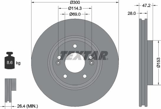 Textar 92166500 - Bremsscheibe alexcarstop-ersatzteile.com