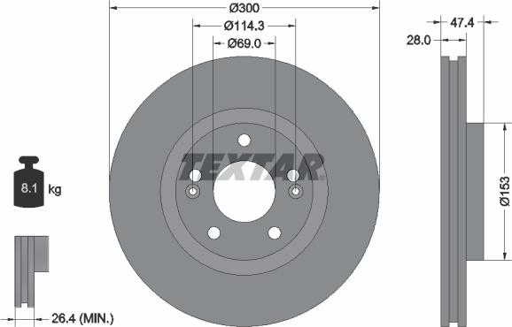 Textar 92166200 - Bremsscheibe alexcarstop-ersatzteile.com