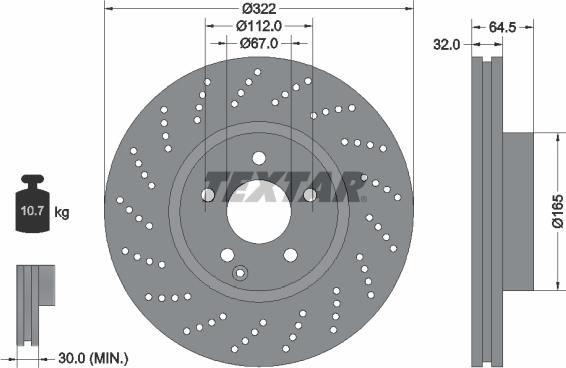 Textar 92163400 - Bremsscheibe alexcarstop-ersatzteile.com