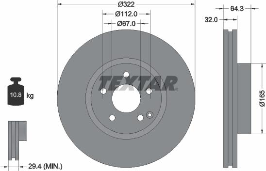 Textar 92163500 - Bremsscheibe alexcarstop-ersatzteile.com