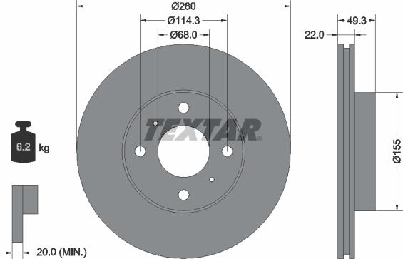 Textar 92109300 - Bremsscheibe alexcarstop-ersatzteile.com