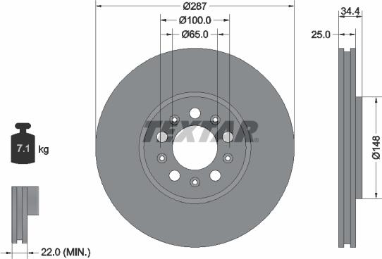 Textar 92106605 - Bremsscheibe alexcarstop-ersatzteile.com