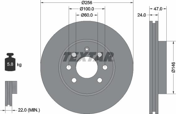 Textar 92102600 - Bremsscheibe alexcarstop-ersatzteile.com