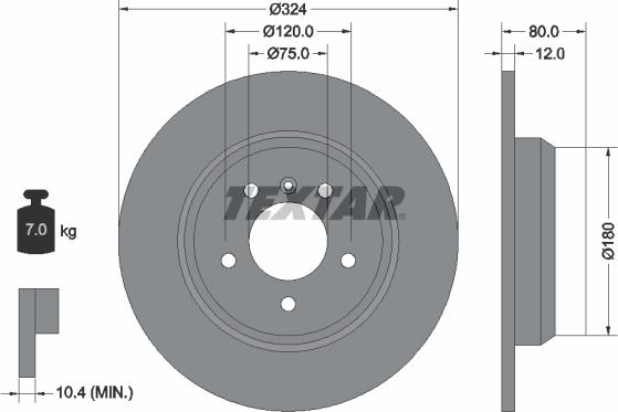 Textar 92107400 - Bremsscheibe alexcarstop-ersatzteile.com