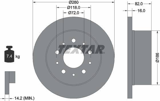 Textar 92116100 - Bremsscheibe alexcarstop-ersatzteile.com