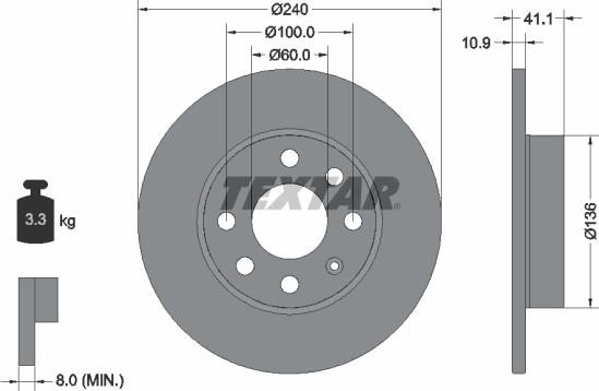 Textar 92111300 - Bremsscheibe alexcarstop-ersatzteile.com