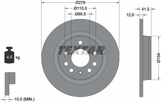 Textar 92118500 - Bremsscheibe alexcarstop-ersatzteile.com