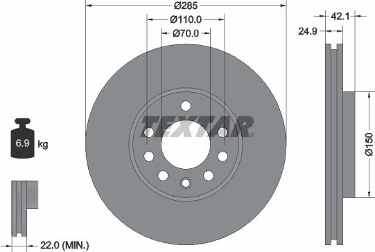 Textar 92118705 - Bremsscheibe alexcarstop-ersatzteile.com