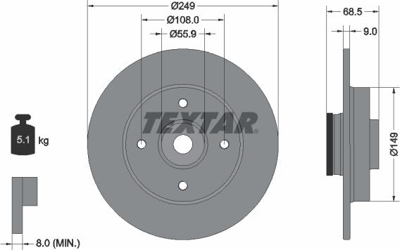 Textar 92133300 - Bremsscheibe alexcarstop-ersatzteile.com