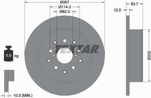 Textar 92170800 - Bremsscheibe alexcarstop-ersatzteile.com