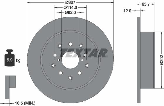 Textar 92170803 - Bremsscheibe alexcarstop-ersatzteile.com