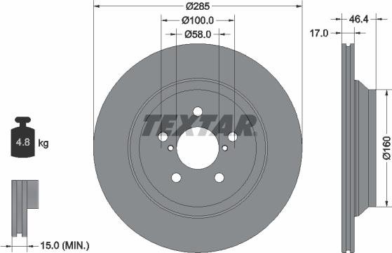 Textar 92309303 - Bremsscheibe alexcarstop-ersatzteile.com