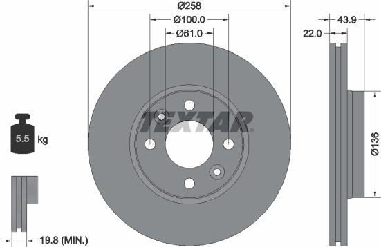 Textar 92241503 - Bremsscheibe alexcarstop-ersatzteile.com