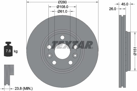 Textar 92257903 - Bremsscheibe alexcarstop-ersatzteile.com