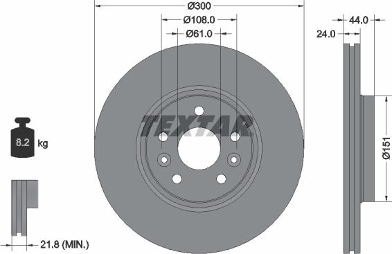 Textar 92202803 - Bremsscheibe alexcarstop-ersatzteile.com