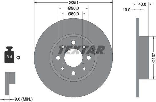 Textar 92202303 - Bremsscheibe alexcarstop-ersatzteile.com