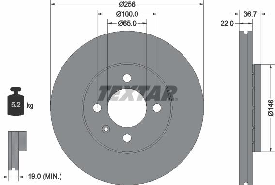 Textar 92287003 - Bremsscheibe alexcarstop-ersatzteile.com