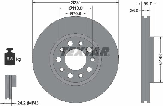 Textar 92230103 - Bremsscheibe alexcarstop-ersatzteile.com