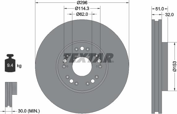 Textar 92237503 - Bremsscheibe alexcarstop-ersatzteile.com