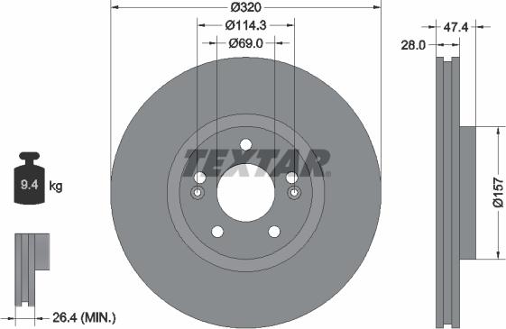 Textar 92237805 - Bremsscheibe alexcarstop-ersatzteile.com