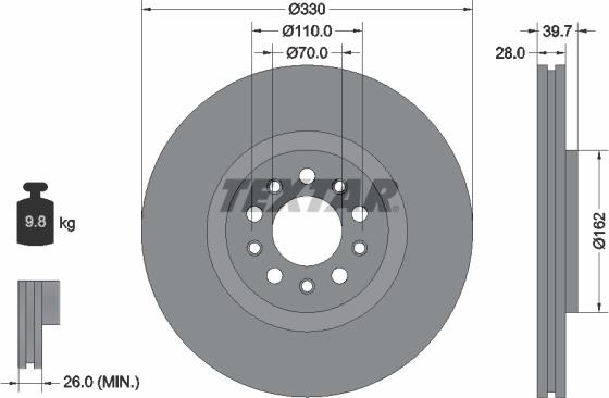 Textar 92220900 - Bremsscheibe alexcarstop-ersatzteile.com