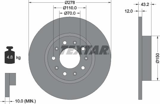 Textar 92221003 - Bremsscheibe alexcarstop-ersatzteile.com