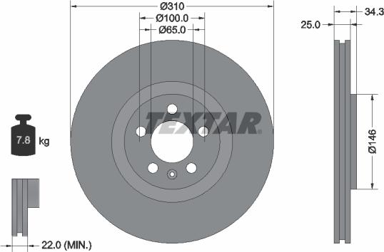 Textar 92275905 - Bremsscheibe alexcarstop-ersatzteile.com