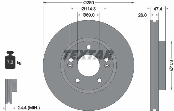 Textar 92271403 - Bremsscheibe alexcarstop-ersatzteile.com