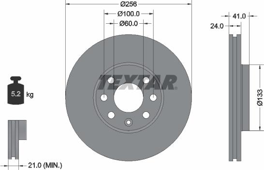 Textar 92091800 - Bremsscheibe alexcarstop-ersatzteile.com