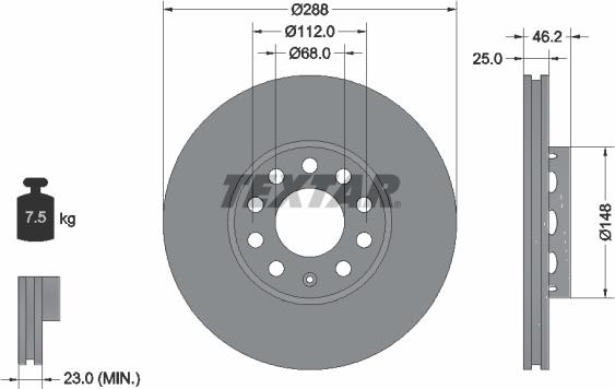 Textar 92057605 - Bremsscheibe alexcarstop-ersatzteile.com