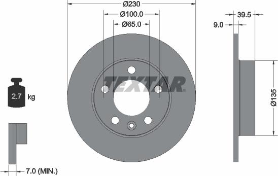 Textar 92082500 - Bremsscheibe alexcarstop-ersatzteile.com