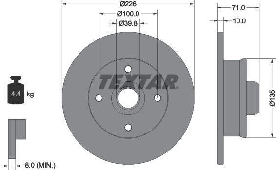 Textar 92041803 - Bremsscheibe alexcarstop-ersatzteile.com