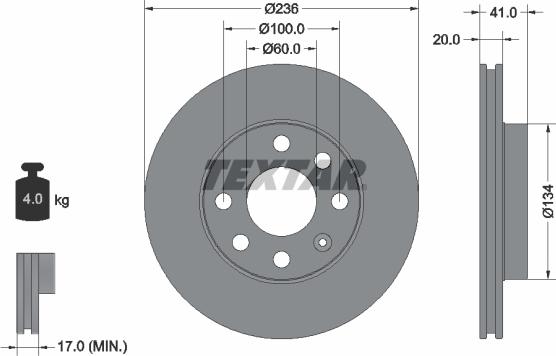 Textar 92029600 - Bremsscheibe alexcarstop-ersatzteile.com