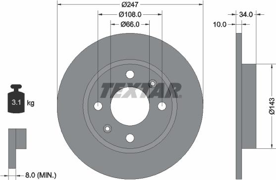 Textar 92029803 - Bremsscheibe alexcarstop-ersatzteile.com