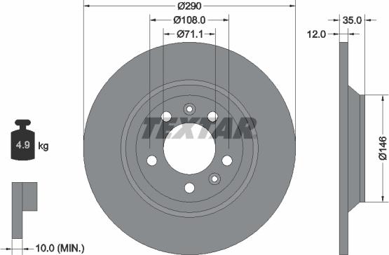 Textar 92129600 - Bremsscheibe alexcarstop-ersatzteile.com