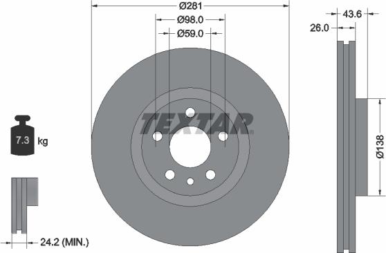 Textar 92074000 - Bremsscheibe alexcarstop-ersatzteile.com