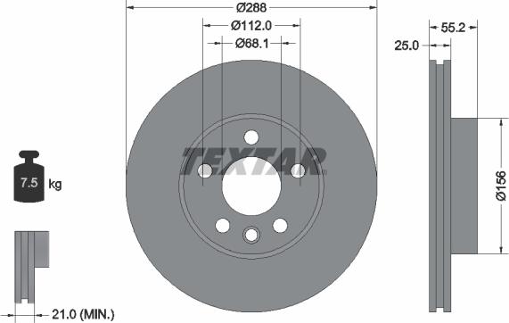 Textar 92074203 - Bremsscheibe alexcarstop-ersatzteile.com