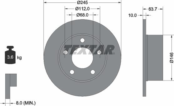 Textar 92057500 - Bremsscheibe alexcarstop-ersatzteile.com