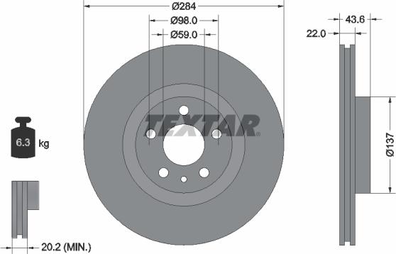 Textar 92046800 - Bremsscheibe alexcarstop-ersatzteile.com