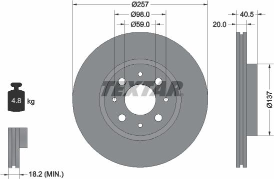 Textar 92068500 - Bremsscheibe alexcarstop-ersatzteile.com