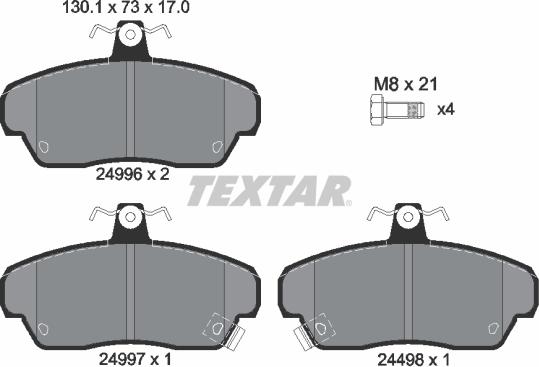 Textar 2499601 - Bremsbelagsatz, Scheibenbremse alexcarstop-ersatzteile.com