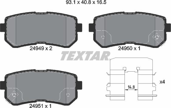 Textar 2494901 - Bremsbelagsatz, Scheibenbremse alexcarstop-ersatzteile.com