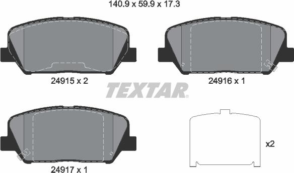 Textar 2491501 - Bremsbelagsatz, Scheibenbremse alexcarstop-ersatzteile.com